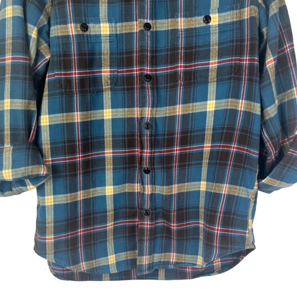 J Crew Mid Weight Flannel Shirt Womens Medium Blue Slim Fit - Picture 4 of 12